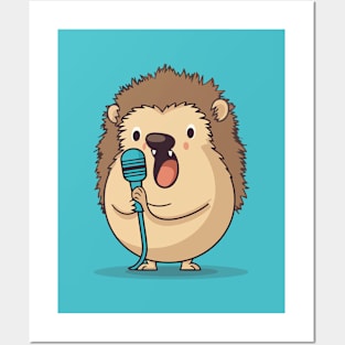 Hedgehog singing Posters and Art